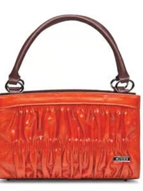 Miche Orange Ruched Clutch Shell with Logo Plate
